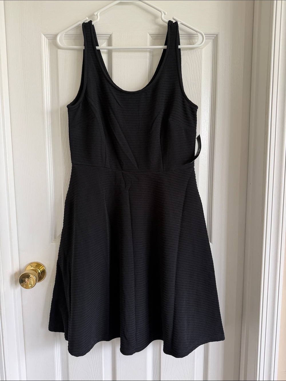 NWT New York & Company Black Textured Scoop-Neck Mini Dress